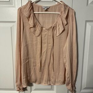 Croft & Barrow Blush Ruffle Neck Blouse